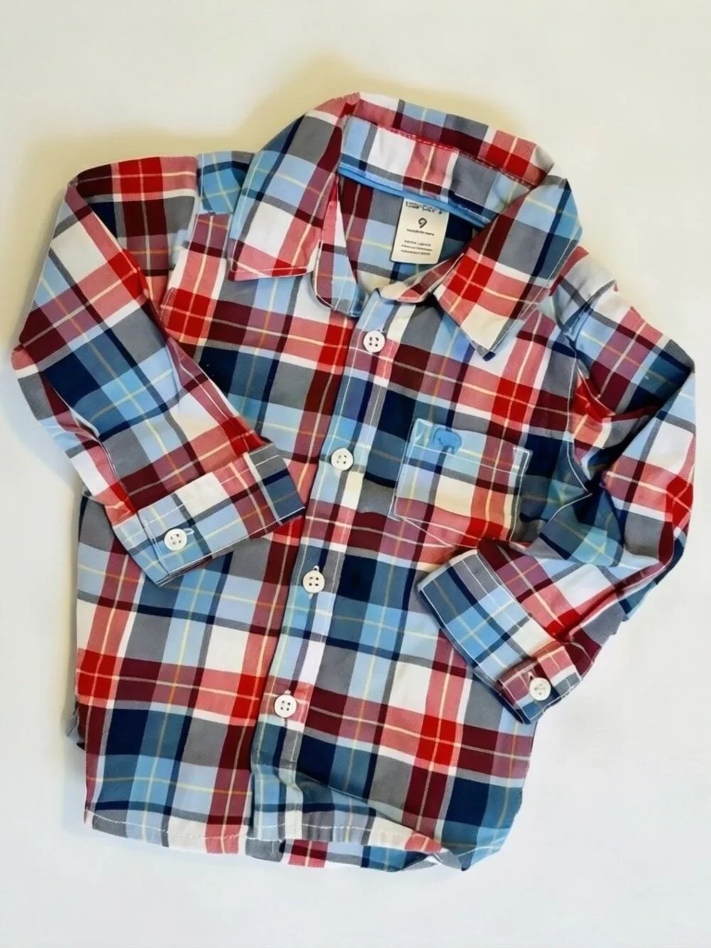Carter's Baby Red Blue Plaid Button Down Shirt 9M